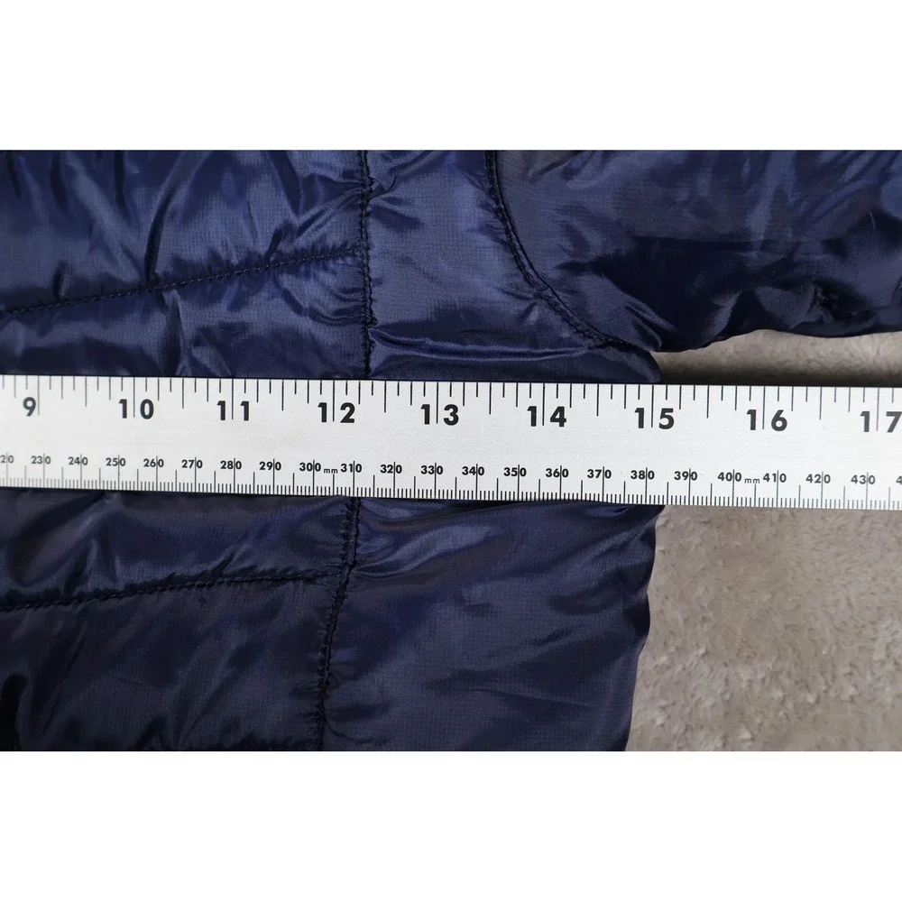Eddie Bauer Jacket Girls XS Navy Blue Pink Hooded Puffer‎ Quilted Fleece Lined
